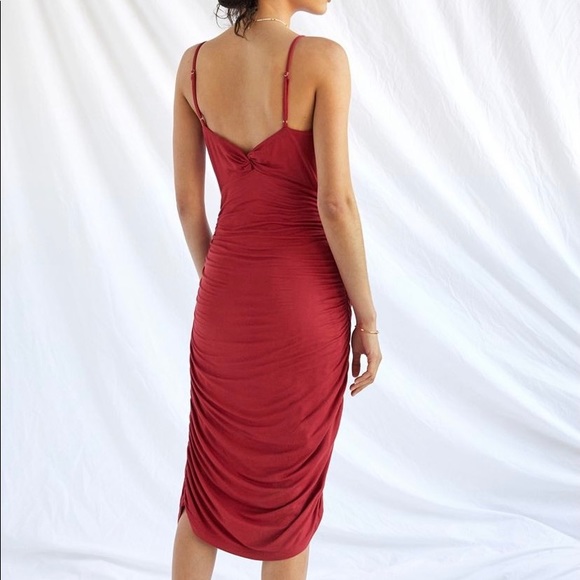 NWT ANTHROPOLOGIE, GATHERED RED SLIP DRESS XL - Picture 4 of 6
